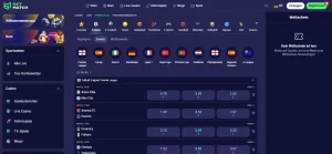 Fußballbereich von Betmatch mit Spielübersicht in deutscher Sprache